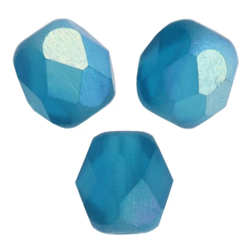 4mm Fire polished beads - Capri Blue AB Mat x50
