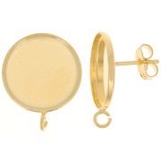 Earstuds for 16mm flat back cabochon - open ring - Fine gold plated x2|raw }}