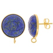Earstuds for 16mm flat back cabochon - open ring - Fine gold plated x2