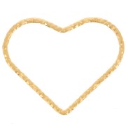16x20mm 925 Sterling Silver Diamond Heart spacer - Gold Tone x1