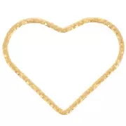 16x20mm 925 Sterling Silver Diamond Heart spacer - Gold Tone x1