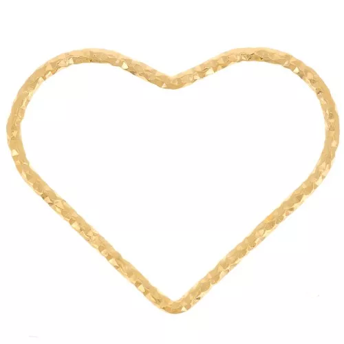 16x20mm 925 Sterling Silver Diamond Heart spacer - Gold Tone x1
