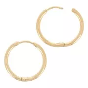 20mm 304L Stainless Steel Hammered Round leverback earrings - Gold x2