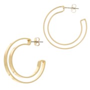 33mm Hollow design hoop earrings - Gold Tone x2
