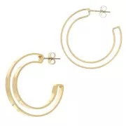33mm Hollow design hoop earrings - Gold Tone x2