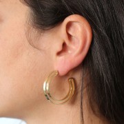 33mm Hollow design hoop earrings - Gold Tone x2