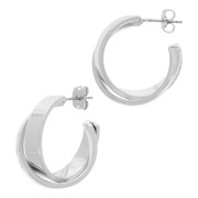 24mm Design hoop earrings - Rhodium Tone x2