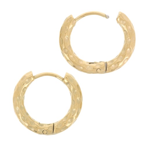 18mm 304L Stainless Steel Hammered Round leverback earrings - Gold x2