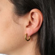 18mm 304L Stainless Steel Hammered Round leverback earrings - Gold x2