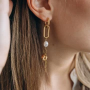 18mm 304L Stainless Steel Hammered Round leverback earrings - Gold x2