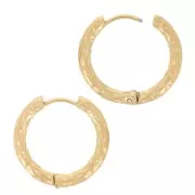 22mm 304L Stainless Steel Hammered Round leverback earrings - Gold x2