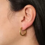 22mm 304L Stainless Steel Hammered Round leverback earrings - Gold x2