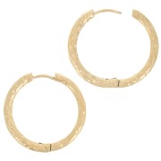 Hammered round hoop 26 mm - Wire 3 mm - 304L Gold-plated stainless steel x2