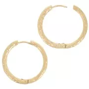 Hammered round hoop 26 mm - Wire 3 mm - 304L Gold-plated stainless steel x2
