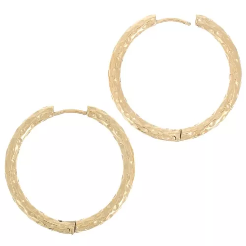 31mm 304 Stainless Steel Hammered Round leverback earrings - Gold x2