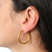 31mm 304 Stainless Steel Hammered Round leverback earrings - Gold x2
