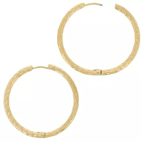 36mm 304 Stainless Steel Hammered Round leverback earrings - Gold x2