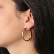 36mm 304 Stainless Steel Hammered Round leverback earrings - Gold x2