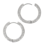 22mm 304L stainless steel Round hammered leverback earrings x2