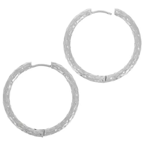 31mm 304 stainless steel Round hammered leverback earrings x2