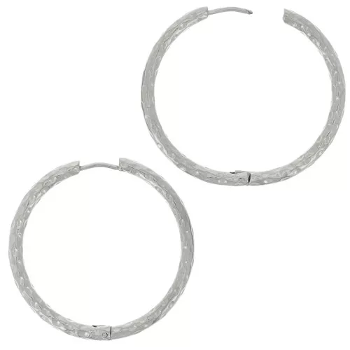 36mm 304 stainless steel Round hammered leverback earrings x2