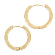 22mm 304 stainless steel Smooth and hammered round leverback earrings - Gold x2|raw }}