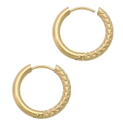 22mm 304 stainless steel Smooth and hammered round leverback earrings - Gold x2