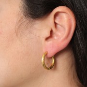 22mm 304 stainless steel Smooth and hammered round leverback earrings - Gold x2