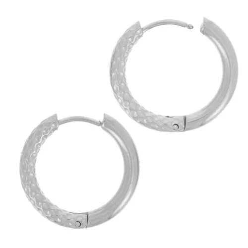 22mm 304 stainless steel Smooth and hammered round leverback earrings x2