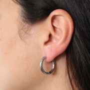 22mm 304 stainless steel Smooth and hammered round leverback earrings x2