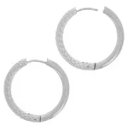 26mm 304 stainless steel Smooth and hammered round leverback earrings x2