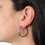 31mm 304 stainless steel Smooth and hammered round leverback earrings x2