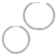 36mm 304 stainless steel and hammered round hoop earrings x2
