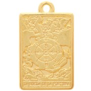 23x14mm Tarot card pendant - Wheel of fortune - Fine Gold plated x1
