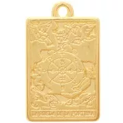 23x14mm Tarot card pendant - Wheel of fortune - Fine Gold plated x1
