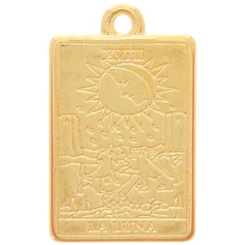 23x14mm Tarot card pendant - The Moon - Fine Gold plated x1