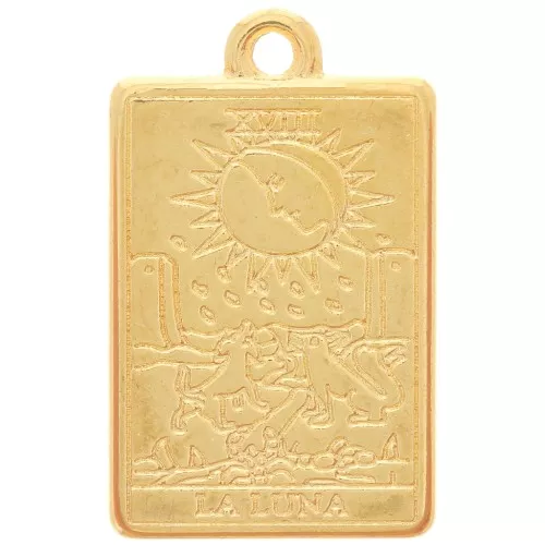 23x14mm Tarot card pendant - The Moon - Fine Gold plated x1