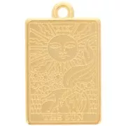 23x14mm Tarot card pendant - The Sun - Fine Gold plated x1