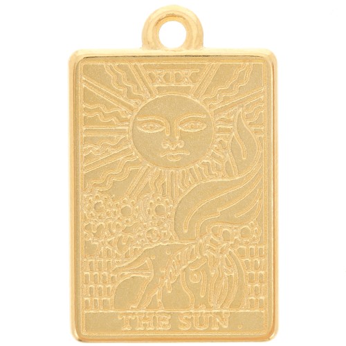 23x14mm Tarot card pendant - The Sun - Fine Gold plated x1
