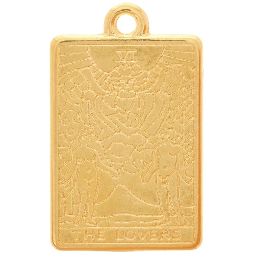 23x14mm Tarot card pendant - Lovers - Fine Gold plated x1