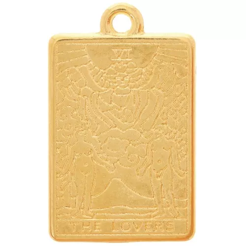 23x14mm Tarot card pendant - Lovers - Fine Gold plated x1