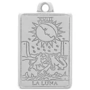 23x14mm Tarot card pendant - The Moon - Antique silver plating x1