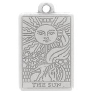 23x14mm Tarot card pendant - The sun - Antique silver plating x1