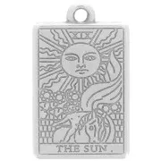 23x14mm Tarot card pendant - The sun - Antique silver plating x1