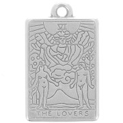 23x14mm Tarot card pendant - Lovers - Antique silver plating x1|raw }}