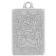 23x14mm Tarot card pendant - Lovers - Antique silver plating x1