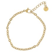 3.3mm Stainless steel 304 cable hammered mesh bracelet - Gold Tone x16cm