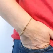 3.3mm Stainless steel 304 cable hammered mesh bracelet - Gold Tone x16cm