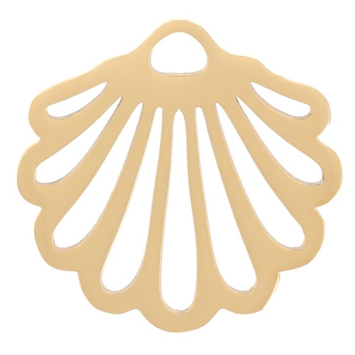 Openwork seashell charm, 14.5x15 mm - Gold-plated 304 stainless steel x1