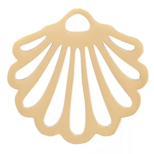 Openwork seashell charm, 14.5x15 mm - Gold-plated 304 stainless steel x1
